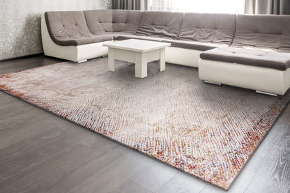 Obsession Modern Cream/Red Geometric Medium Pile Rug
