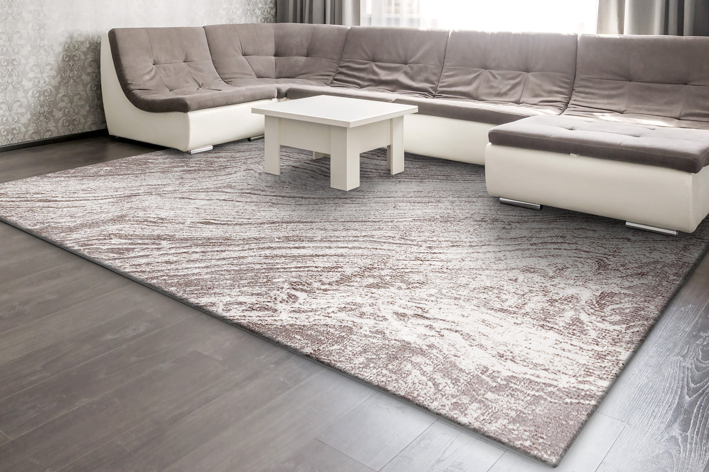 Obsession Modern Cream/Taupe Abstract Medium Pile Rug