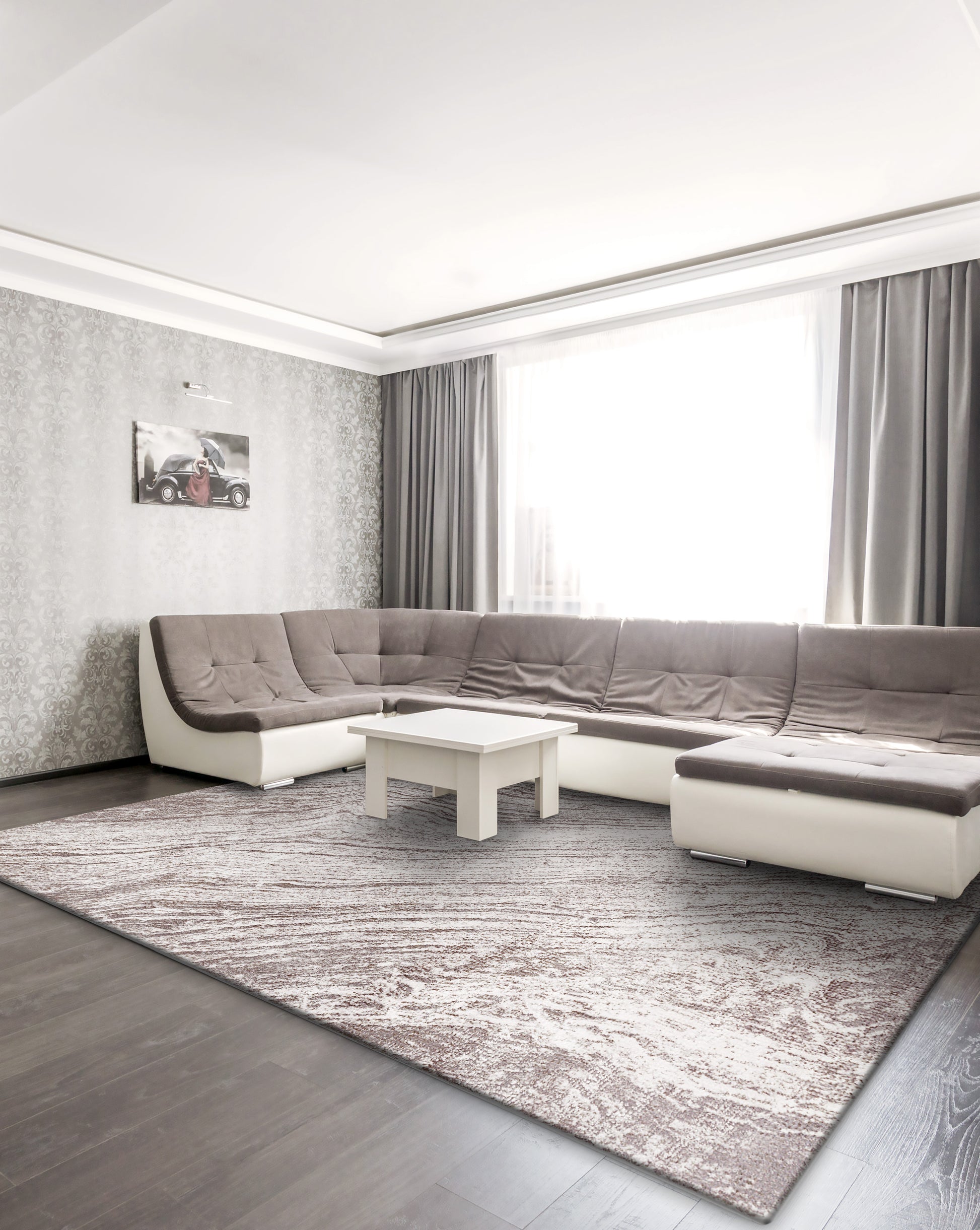 Obsession Modern Cream/Taupe Abstract Medium Pile Rug