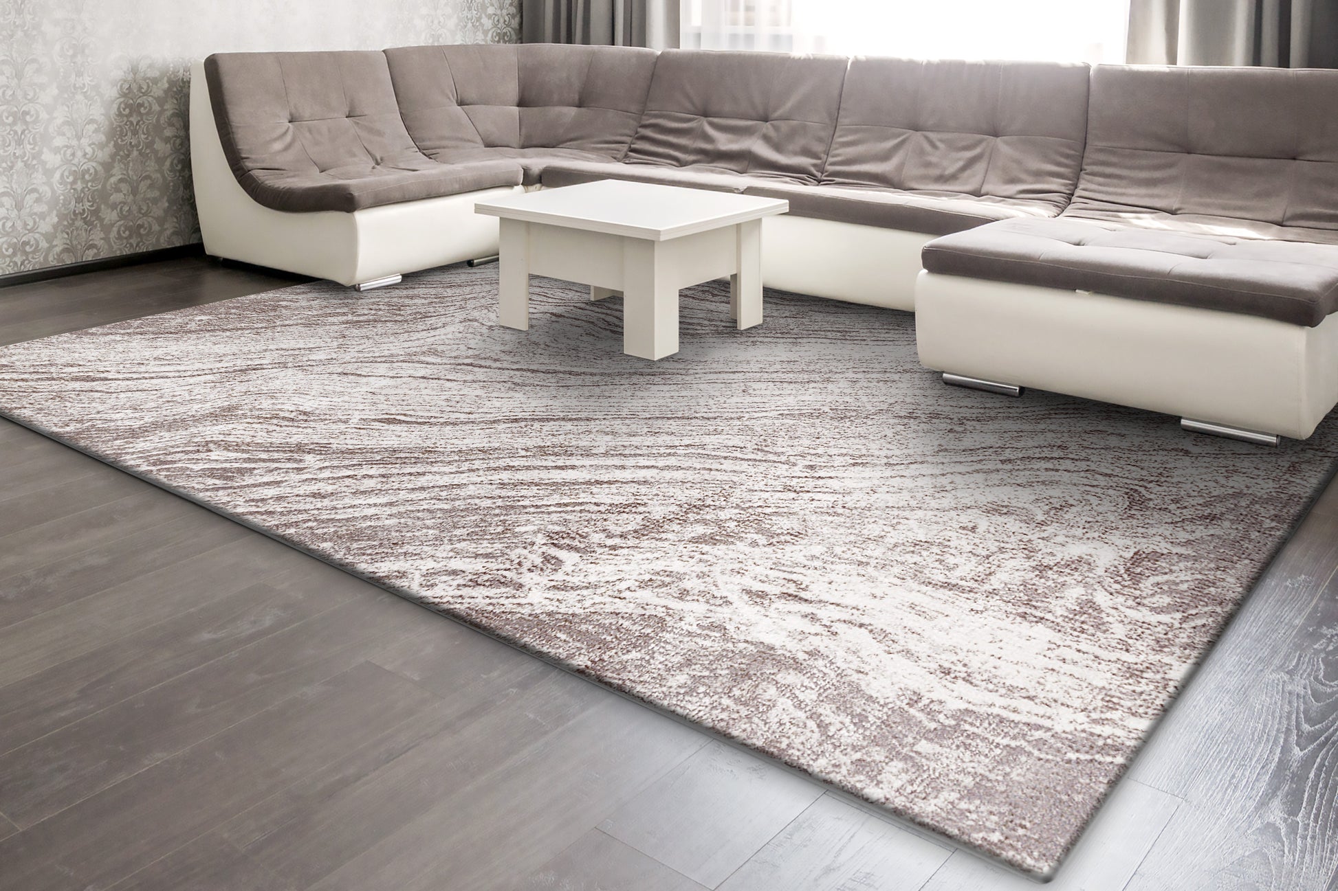 Obsession Modern Cream/Taupe Abstract Medium Pile Rug