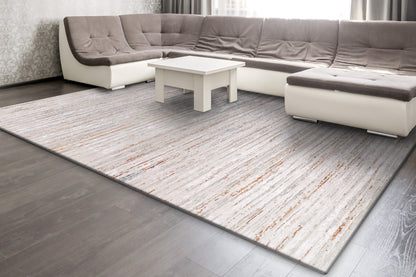 Obsession Modern Cream/Red/Multi Striped Medium Pile Rug