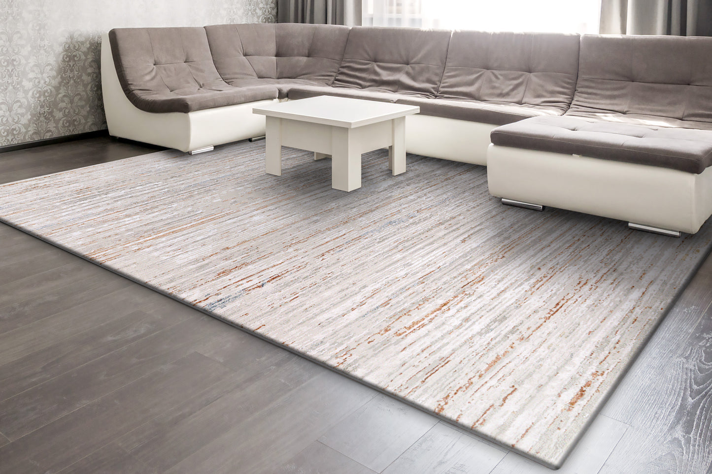 Obsession Modern Cream/Red/Multi Striped Medium Pile Rug