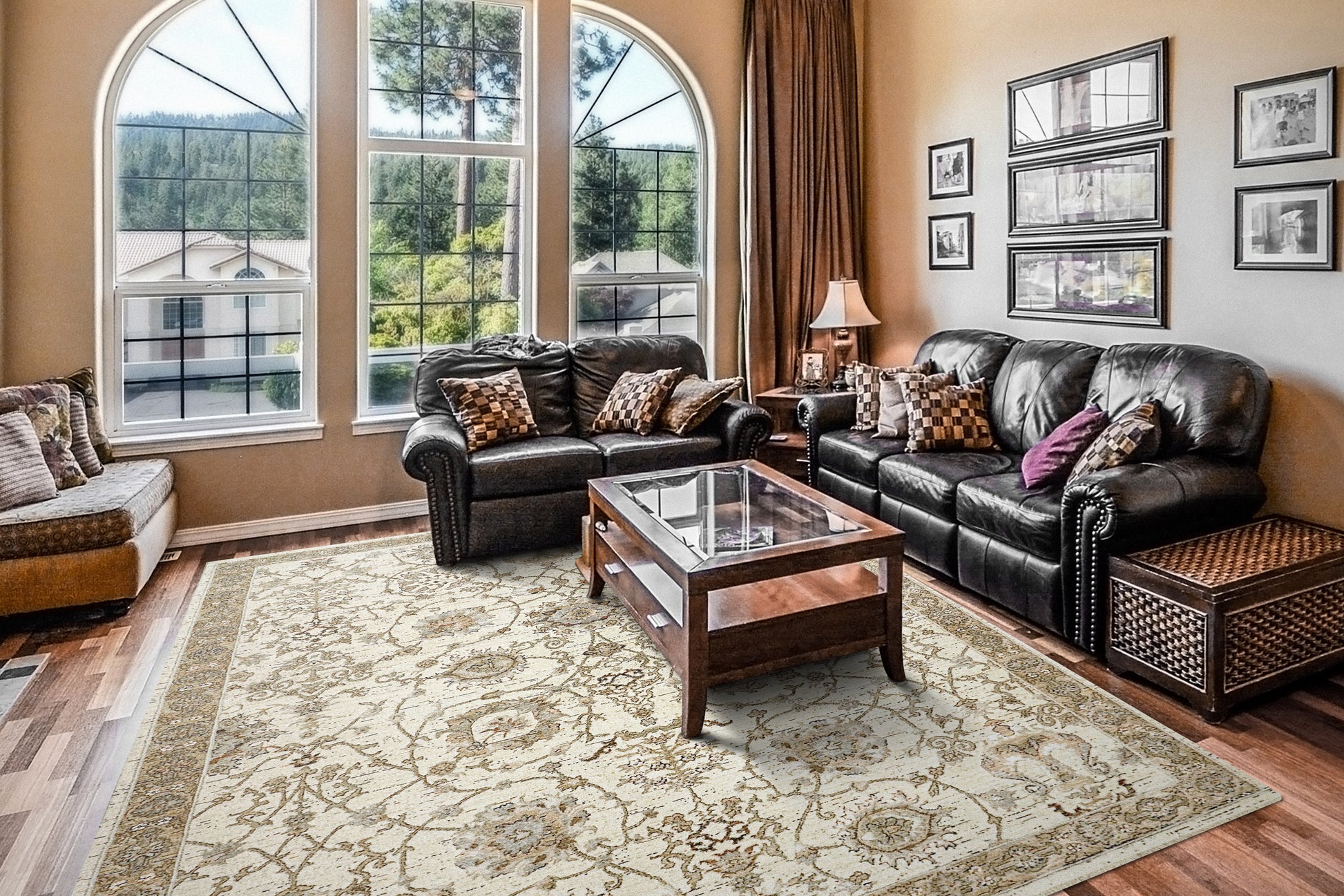 Octo Traditional Taupe/Multi Oriental High-Low Rug