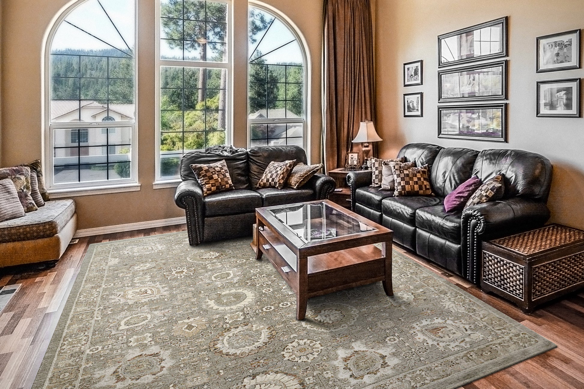 Octo Traditional Grey/Multi Oriental High-Low Rug
