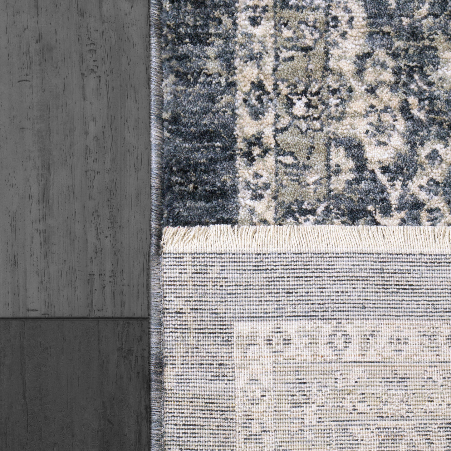 Octo Traditional Navy/Ivory Oriental High-Low Rug