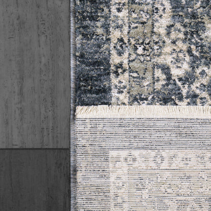 Octo Traditional Navy/Ivory Oriental High-Low Rug