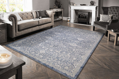 Octo Traditional Navy/Ivory Oriental High-Low Rug