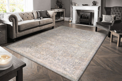 Octo Traditional Grey/Beige Oriental High-Low Rug