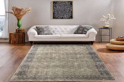 Olivia Modern Beige/Brown Bordered Medium Pile Rug