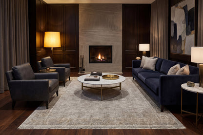 Olivia Modern Grey/Beige Bordered Medium Pile Rug