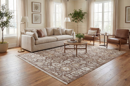 Patara Transitional Rust/Brown/Ivory Floral Medium Pile Rug