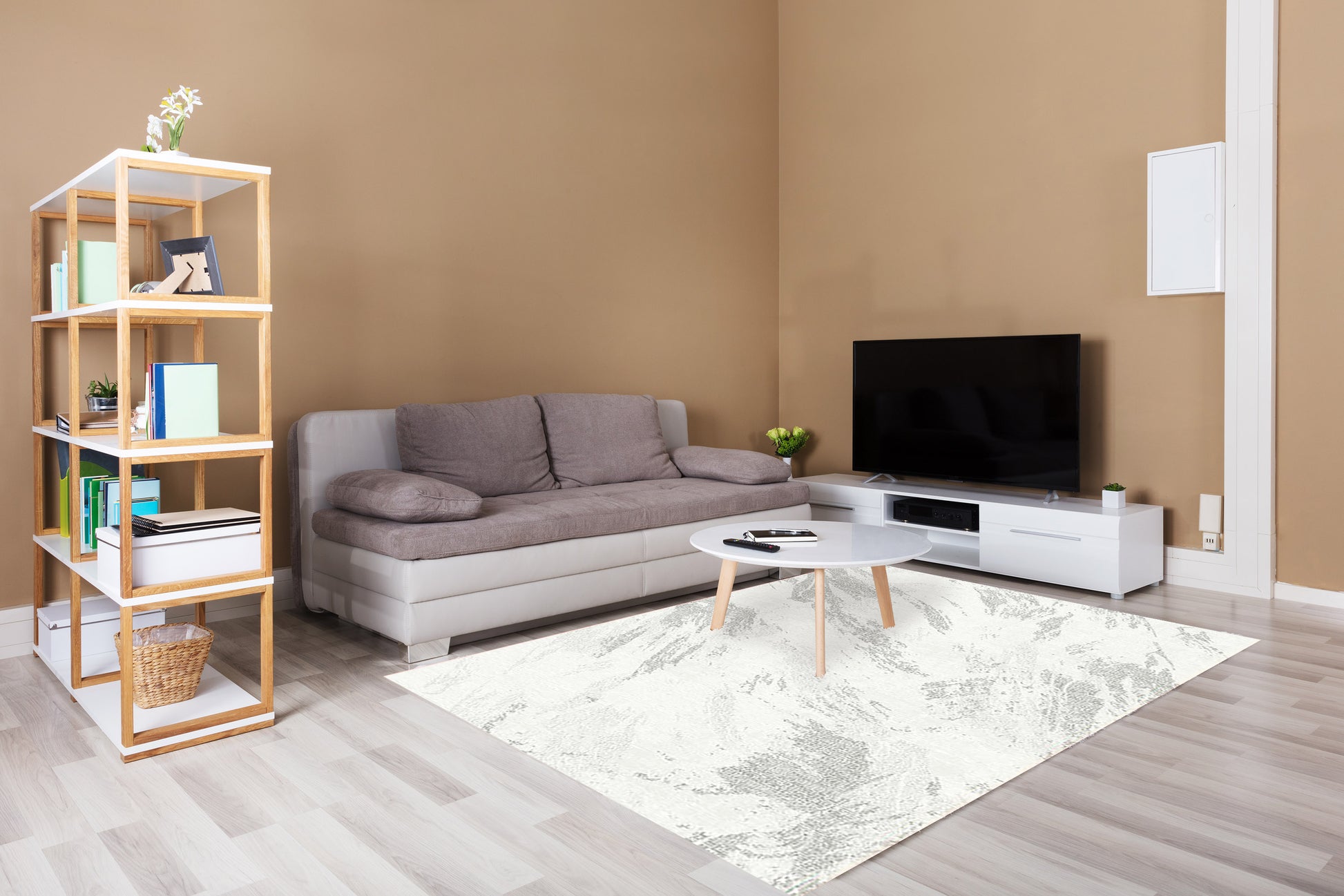 Penta Modern Cream/Ivory Abstract Medium Pile Rug