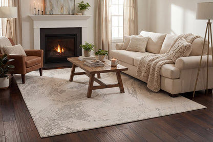Penta Modern Cream/Ivory Abstract Medium Pile Rug