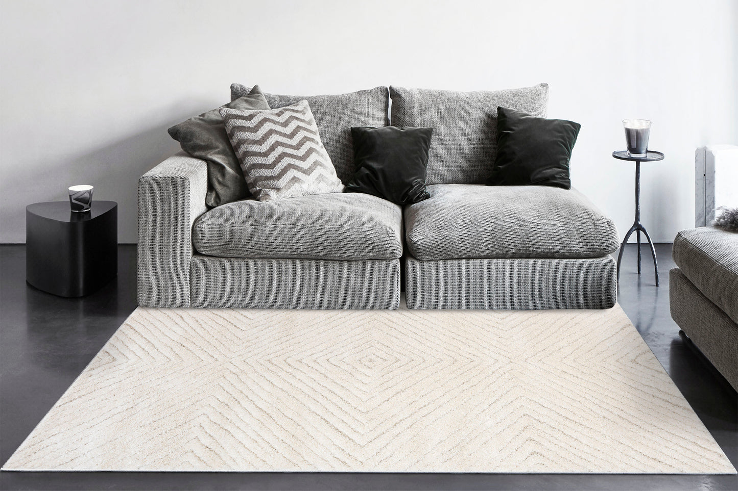 Pike Modern Light Grey/Grey Geometric Shag Rug