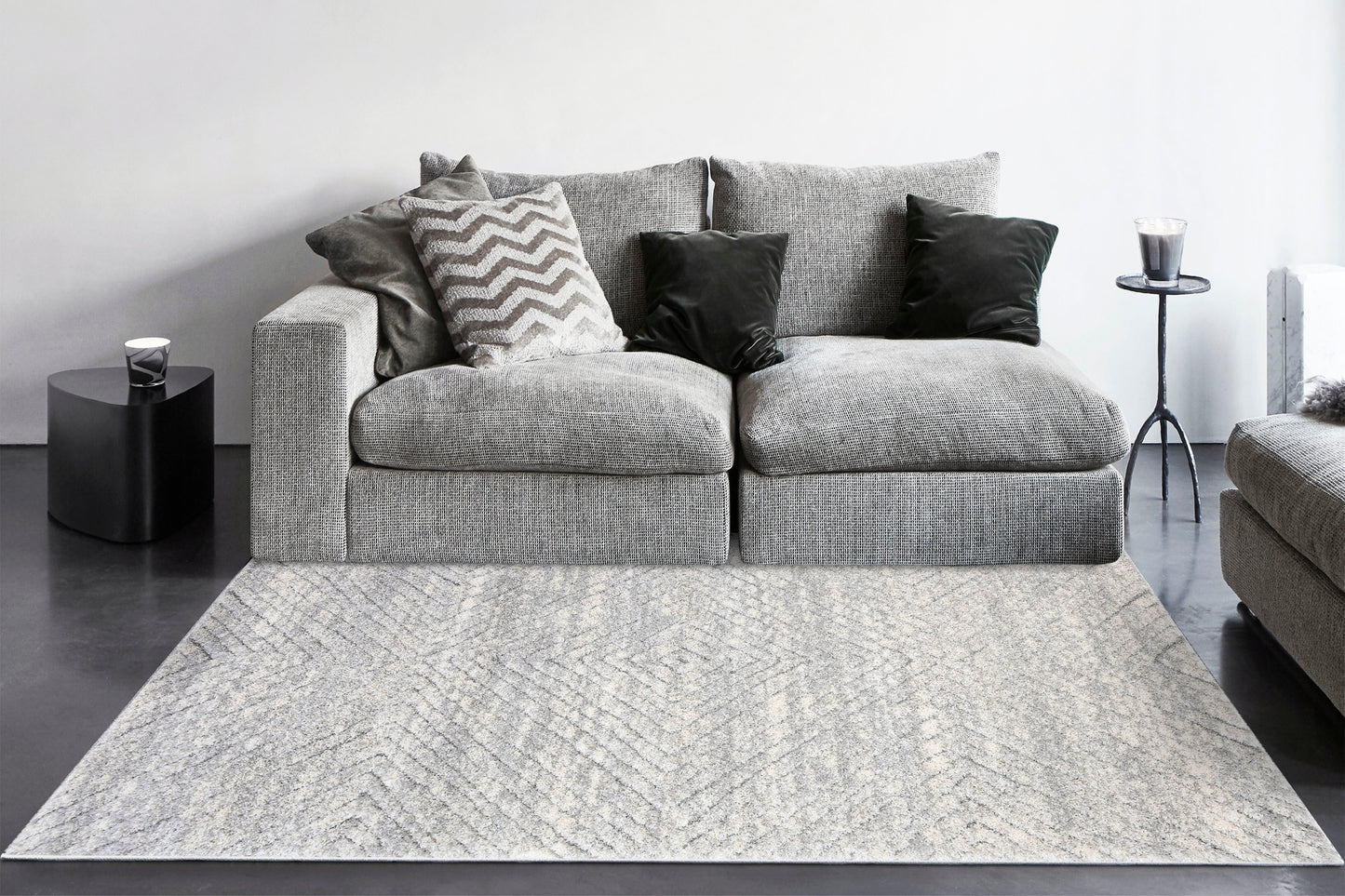 Pike Modern Grey/Dark Grey Geometric Shag Rug