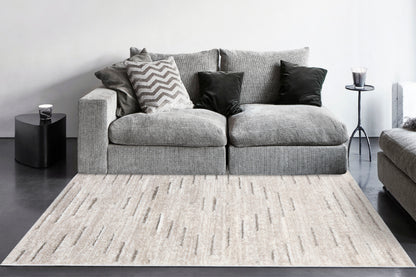 Pike Modern Ivory/Brown Geometric Shag Rug