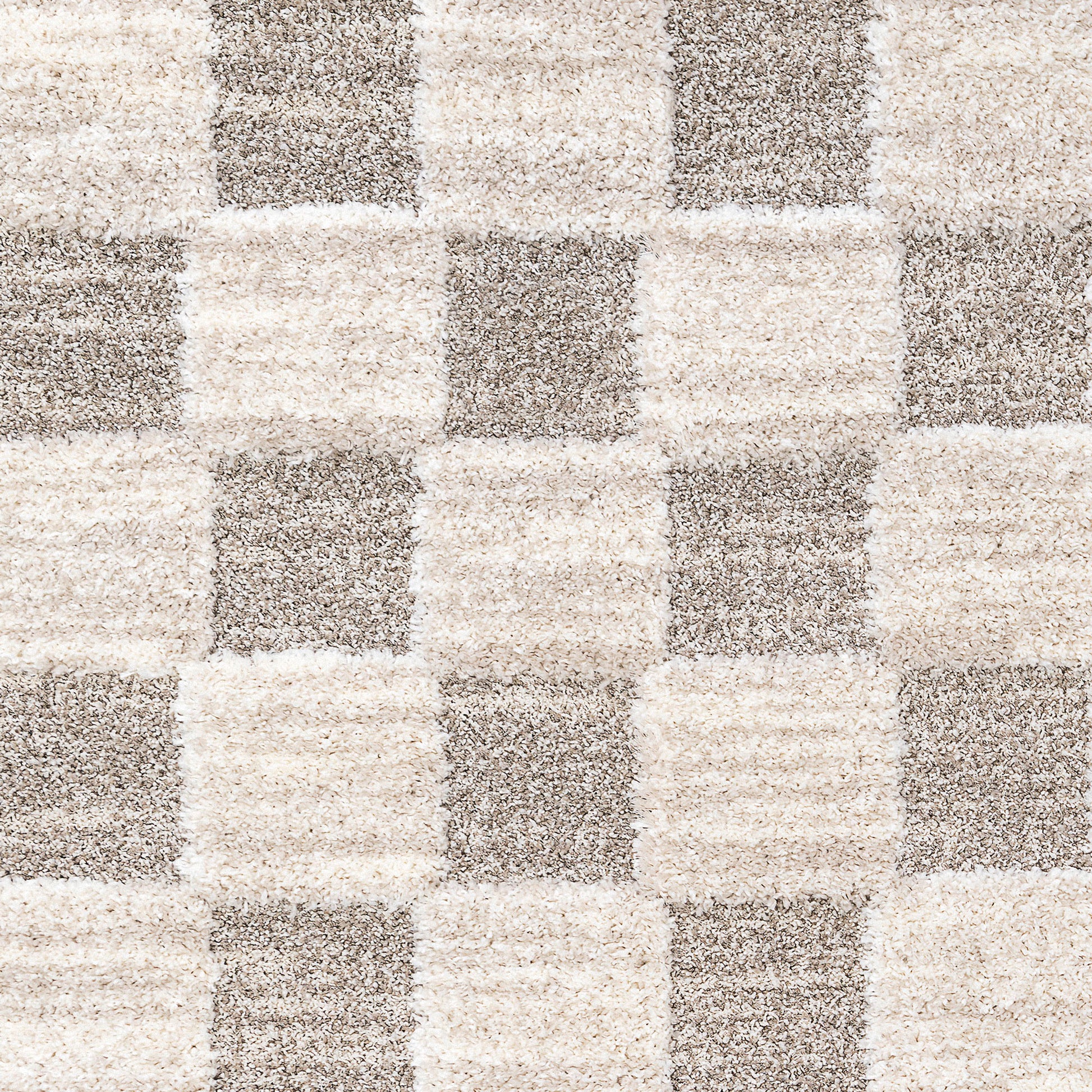 Pike Modern Ivory/Grey Geometric Shag Rug