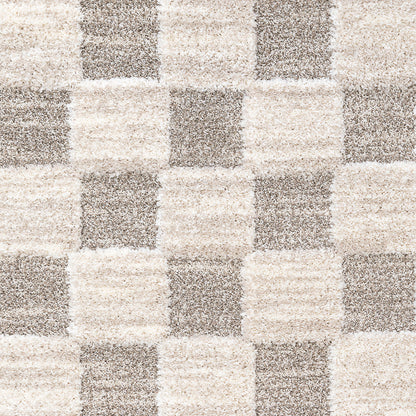 Pike Modern Ivory/Grey Geometric Shag Rug