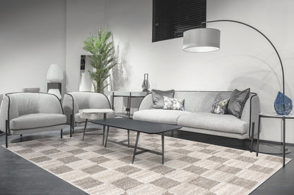 Pike Modern Ivory/Grey Geometric Shag Rug