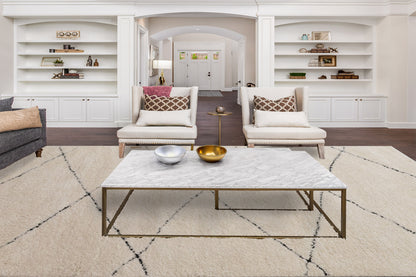 Pike Modern Beige/Black Geometric Shag Rug