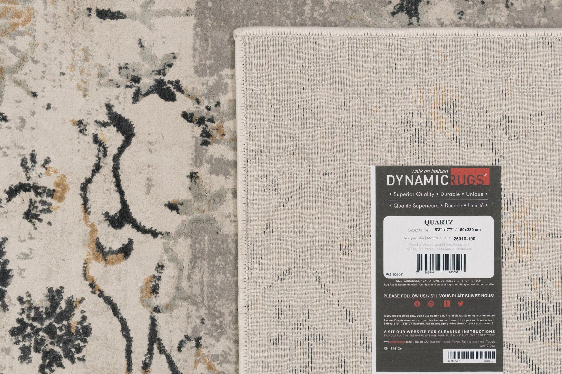Quartz Traditional Light Grey Distressed Medium Pile Rug