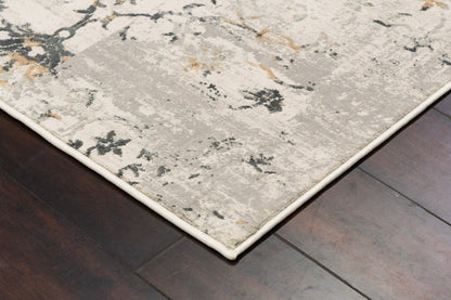 Quartz Traditional Light Grey Distressed Medium Pile Rug