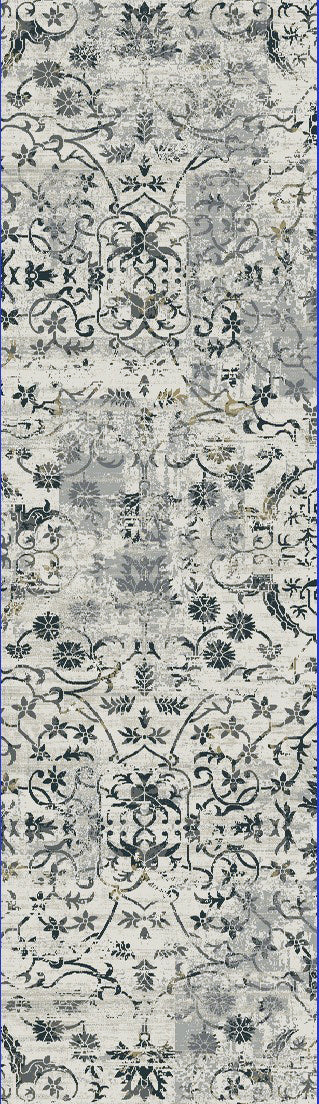 Quartz Traditional Light Grey Distressed Medium Pile Rug
