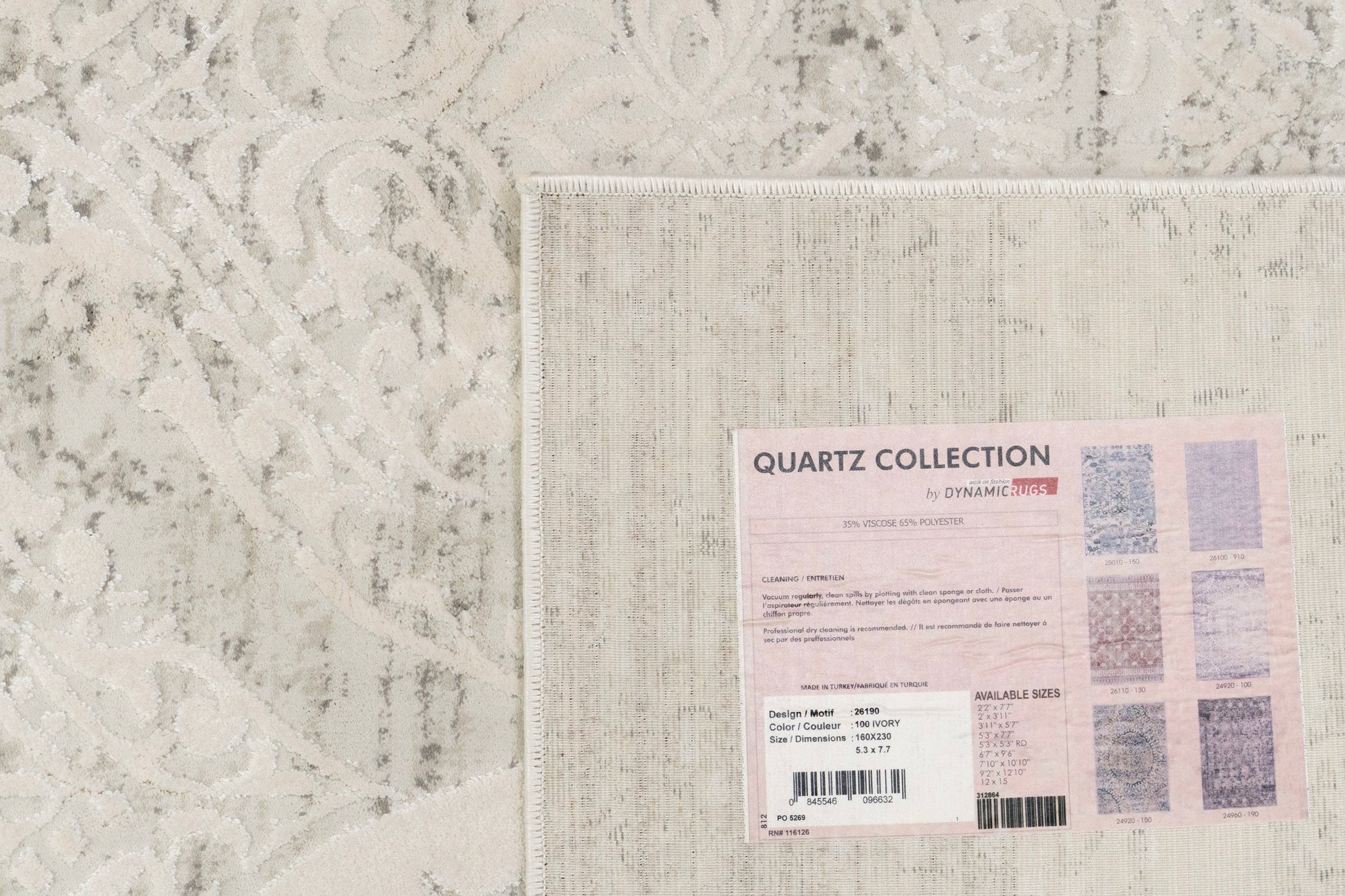 Quartz Traditional Ivory Distressed Medium Pile Rug