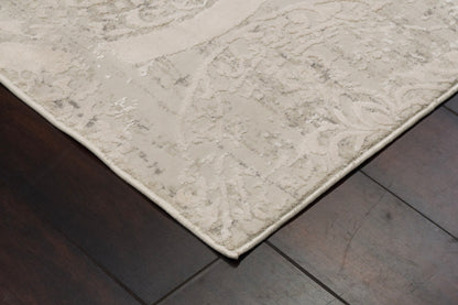Quartz Traditional Ivory Distressed Medium Pile Rug
