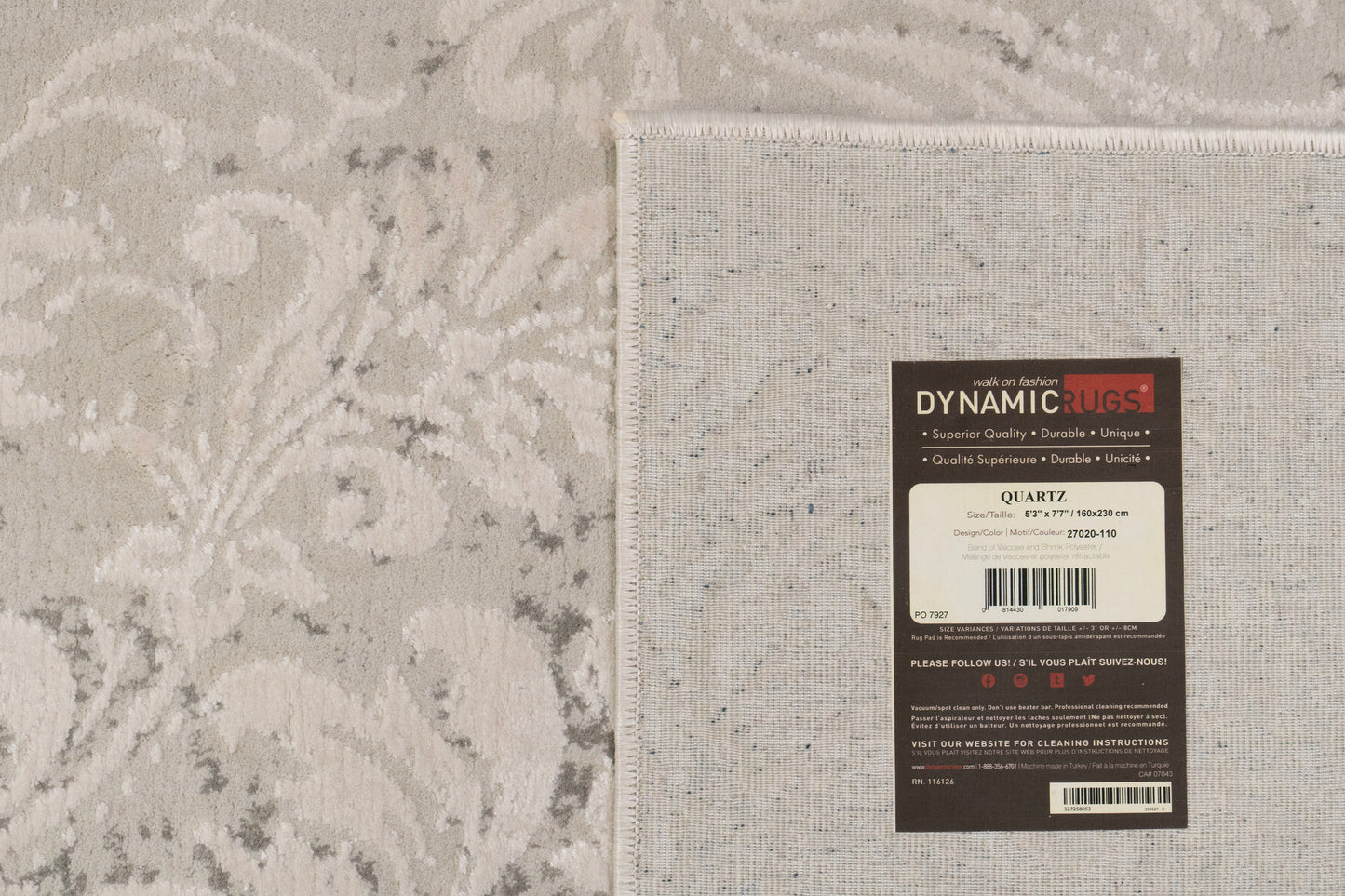 Quartz Traditional Ivory/Beige Distressed Medium Pile Rug