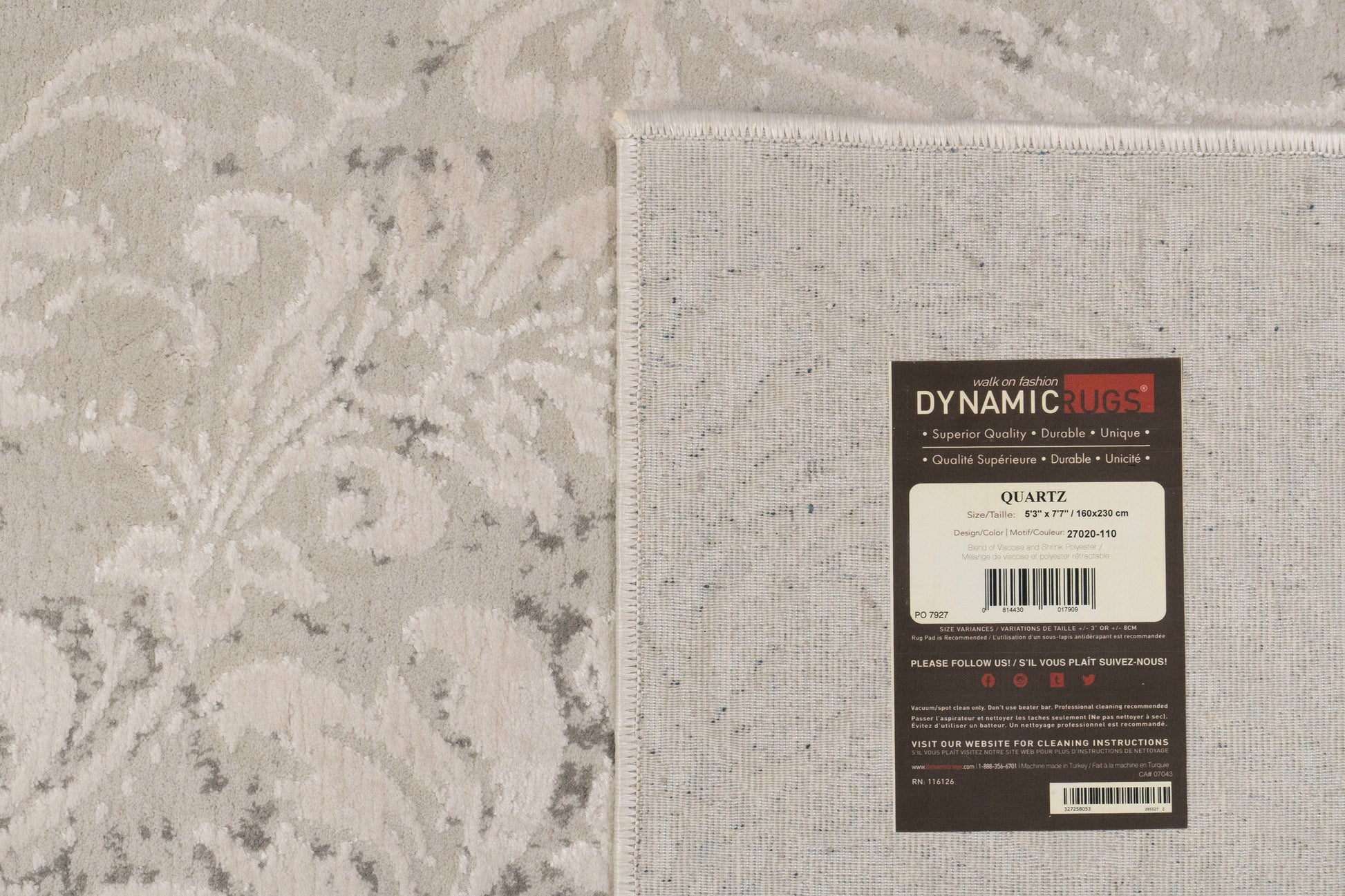 Quartz Traditional Ivory/Beige Distressed Medium Pile Rug