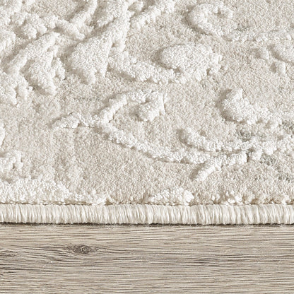 Quartz Traditional Ivory/Beige Distressed Medium Pile Rug