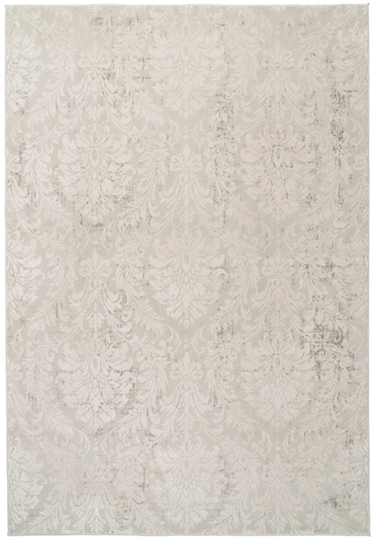 Quartz Traditional Ivory/Beige Distressed Medium Pile Rug