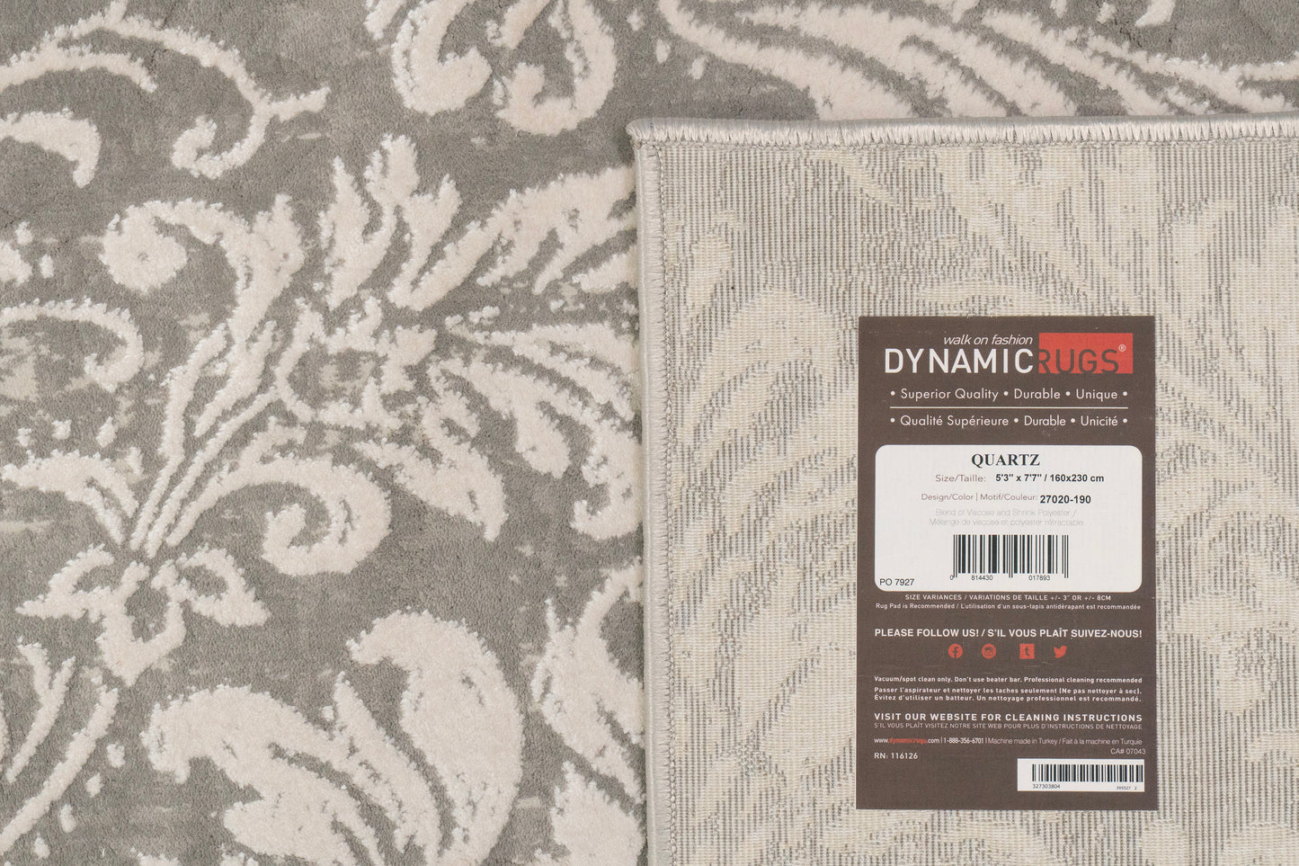 Quartz Traditional Light Grey Distressed Medium Pile Rug