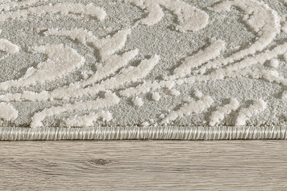 Quartz Traditional Light Grey Distressed Medium Pile Rug