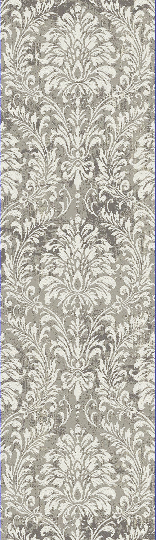 Quartz Traditional Light Grey Distressed Medium Pile Rug