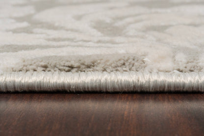 Quartz Traditional Light Grey Distressed Medium Pile Rug