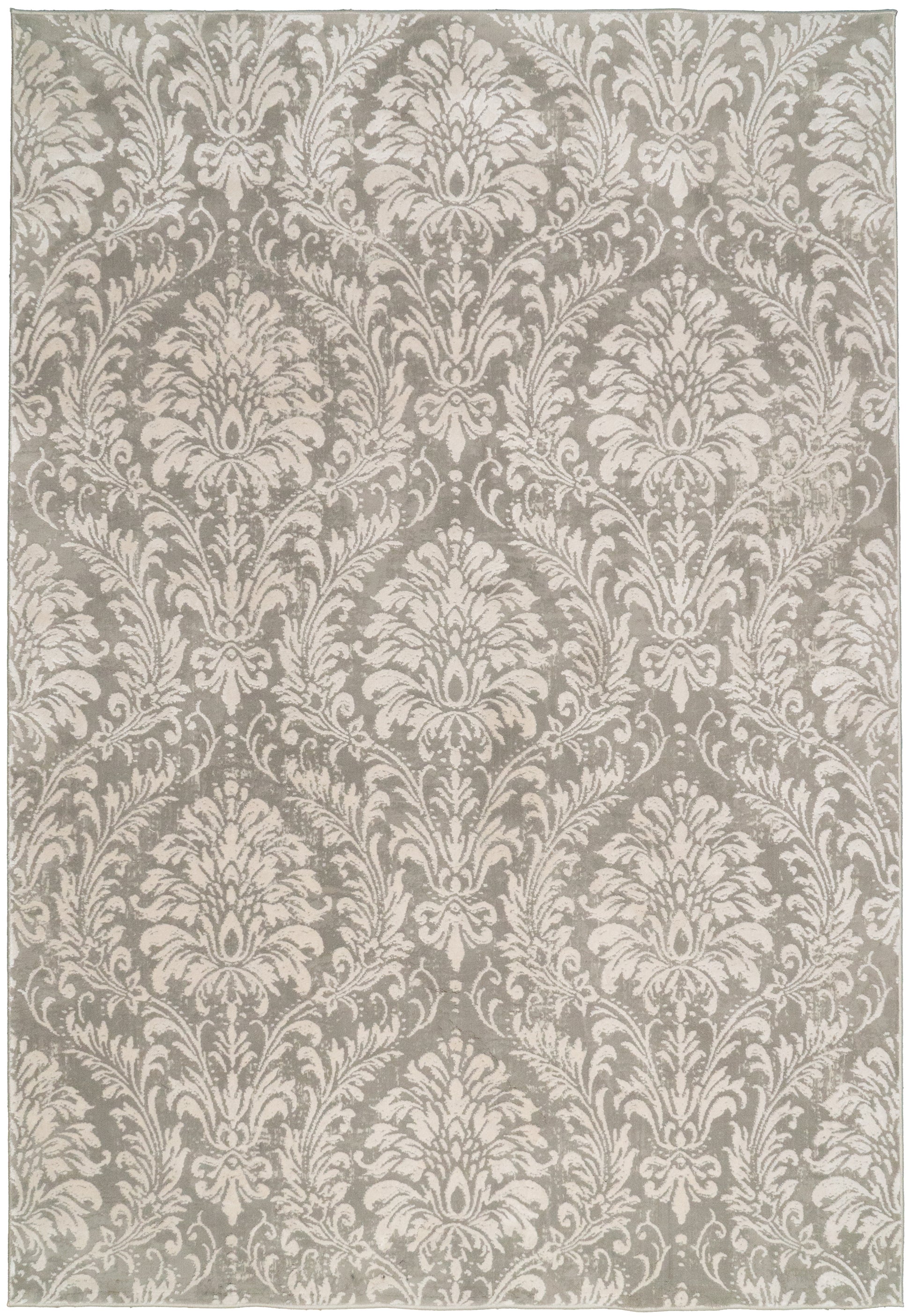 Quartz Traditional Light Grey Distressed Medium Pile Rug