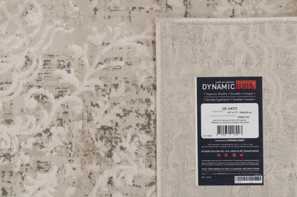 Quartz Traditional Ivory/Beige Distressed Medium Pile Rug