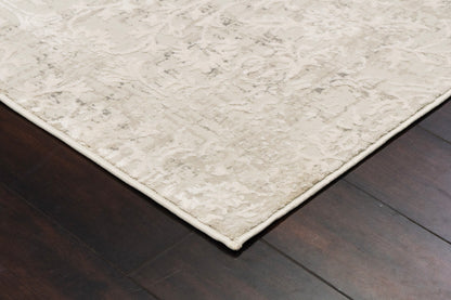Quartz Traditional Ivory/Beige Distressed Medium Pile Rug