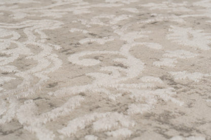 Quartz Traditional Ivory/Beige Distressed Medium Pile Rug