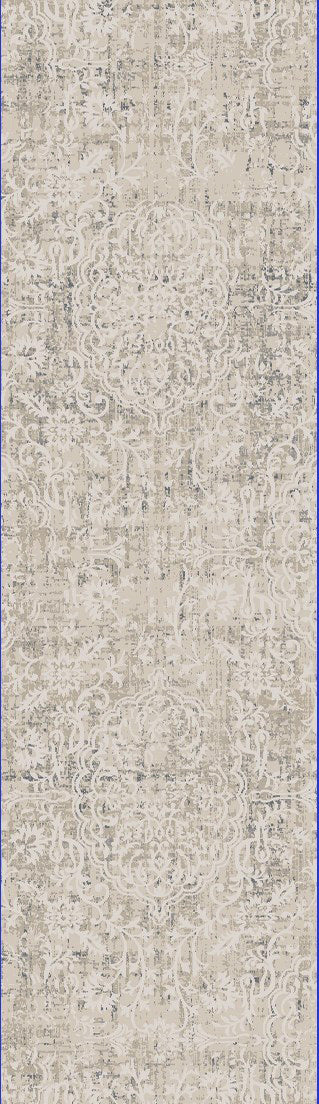 Quartz Traditional Ivory/Beige Distressed Medium Pile Rug