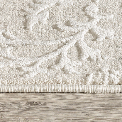 Quartz Traditional Ivory/Beige Distressed Medium Pile Rug