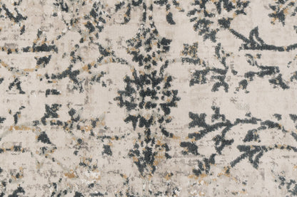 Quartz Traditional Beige Distressed Medium Pile Rug