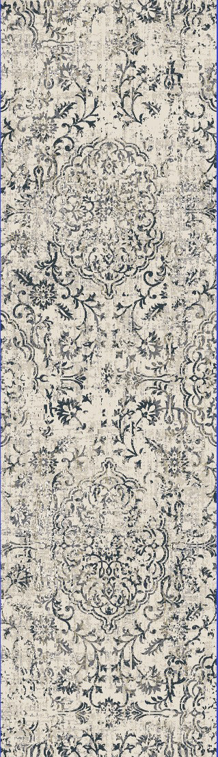 Quartz Traditional Beige Distressed Medium Pile Rug