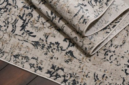 Quartz Traditional Beige Distressed Medium Pile Rug