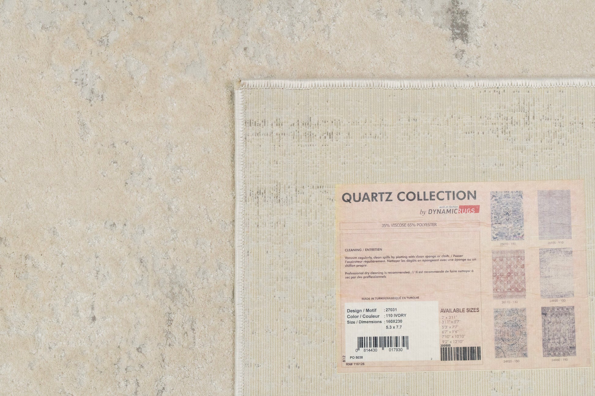 Quartz Traditional Ivory/Beige Distressed Medium Pile Rug