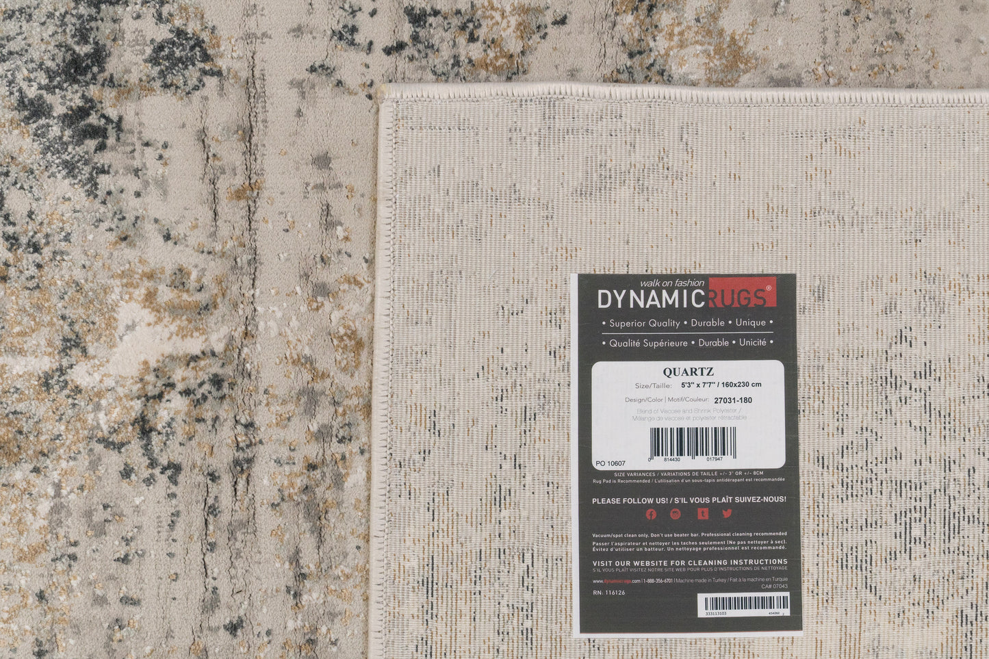Quartz Traditional Beige/Grey Distressed Medium Pile Rug
