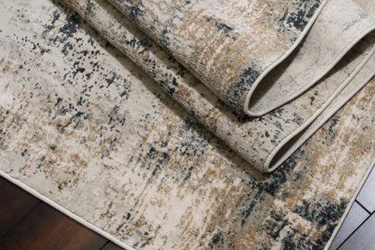 Quartz Traditional Beige/Grey Distressed Medium Pile Rug