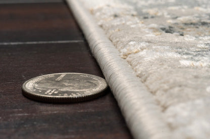 Quartz Traditional Beige/Grey Distressed Medium Pile Rug